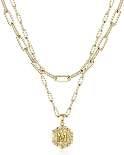 Gold Stainless Steel Initial Necklace A-Z Pendant